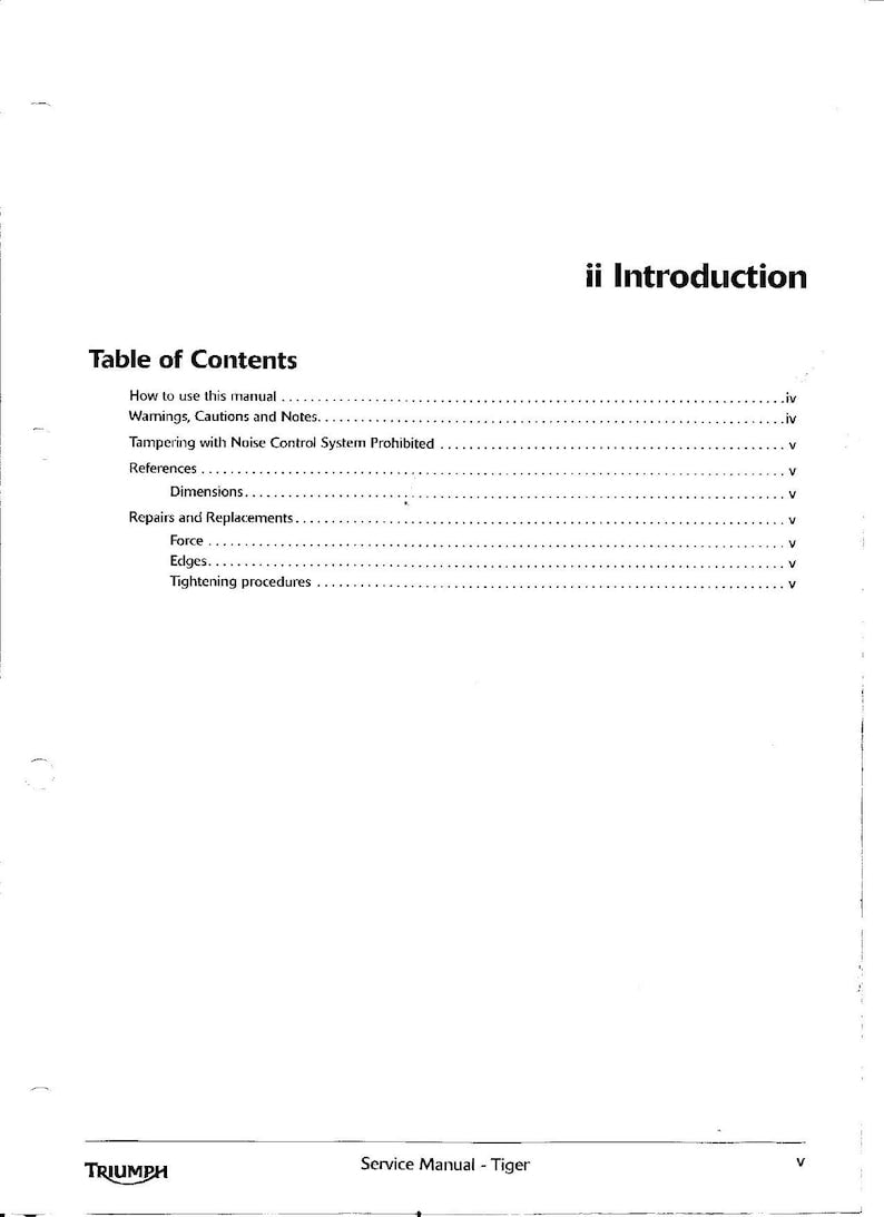 Triumph Tiger 1050 Service Manual service manual preview page 9
