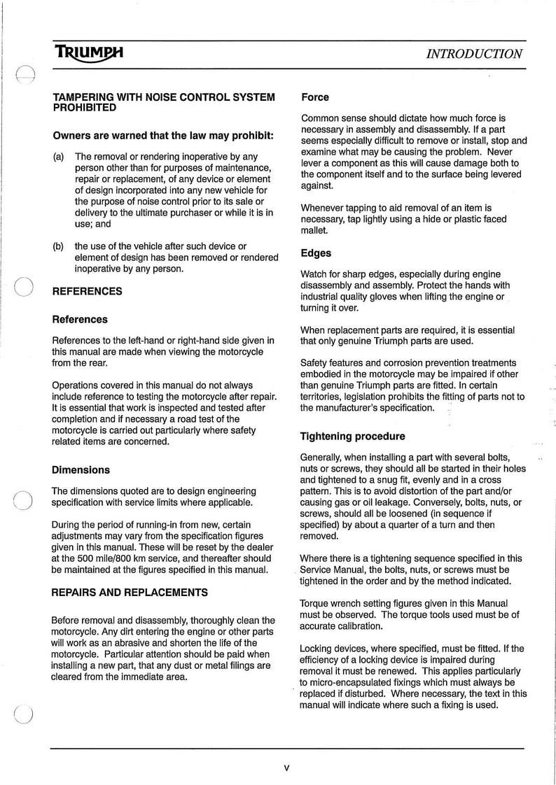 Triumph Bonneville Service Manual service manual preview page 8