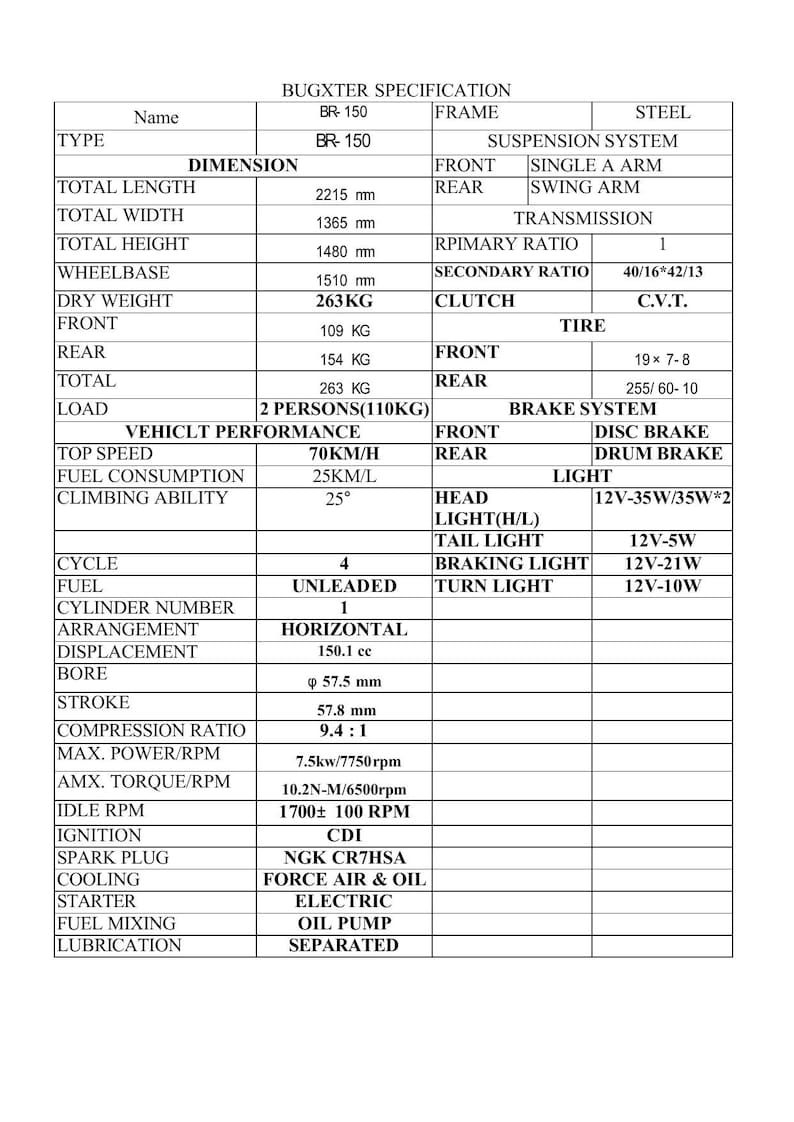PGO BR-150 Bug Rider Bugxter Service Manual 2000-2004 ATV service manual preview page 7