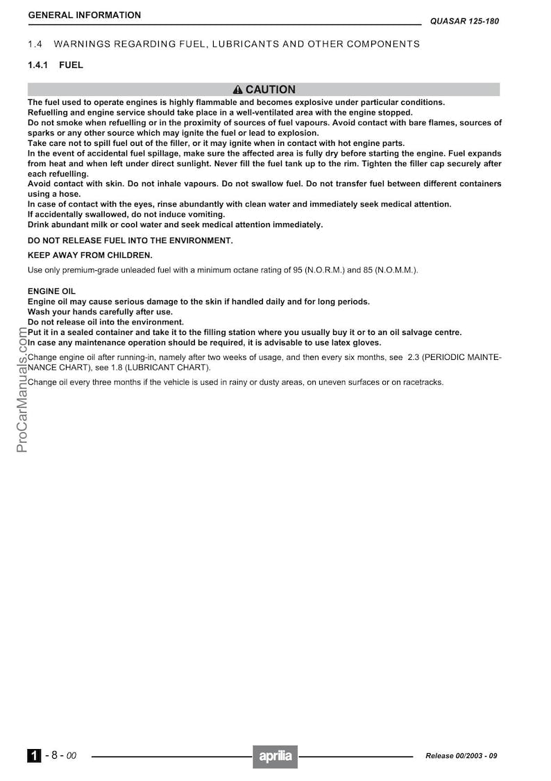 Aprilia Quasar 125 180 Service Manual service manual preview page 6