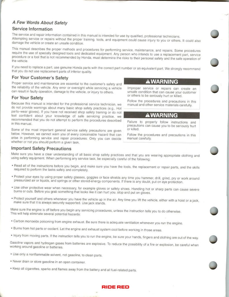 Honda TRX400EX TRX400X Service Manual service manual preview page 3