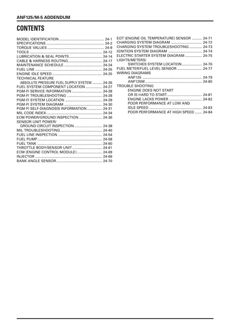 Honda ANF125 Innova Service Manual service manual preview page 5