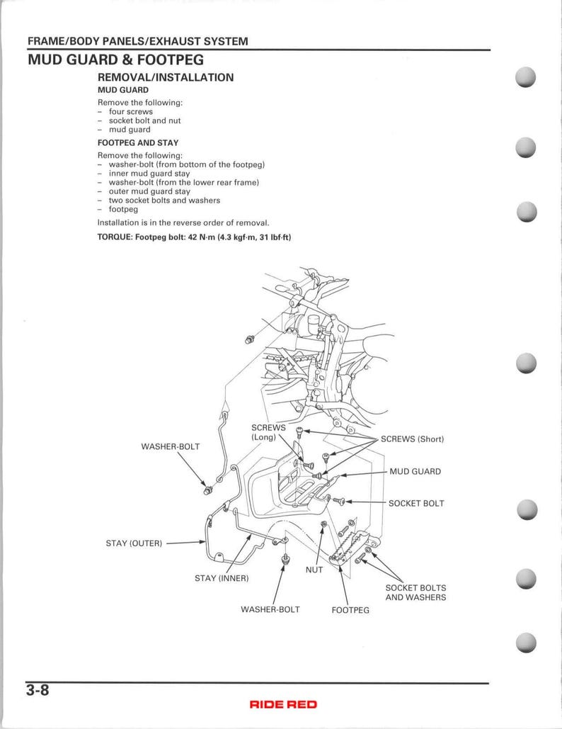 Honda TRX400EX TRX400X Service Manual service manual preview page 8