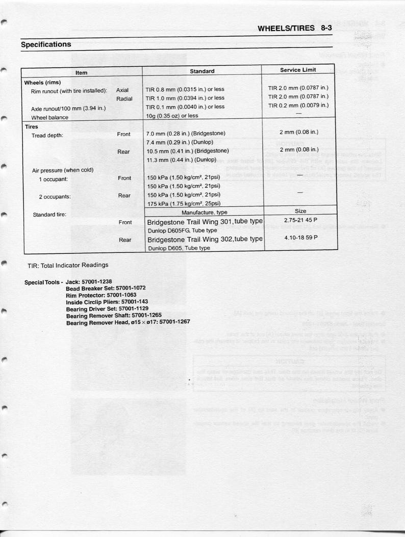 Kawasaki Super Sherpa KL250 Service Manual service manual preview page 11