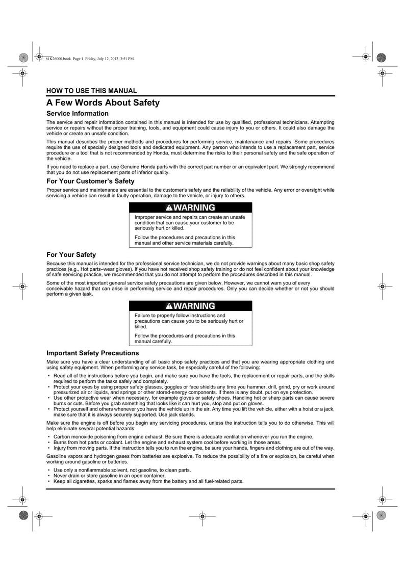 Honda Grom 125 Service Manual service manual preview page 6