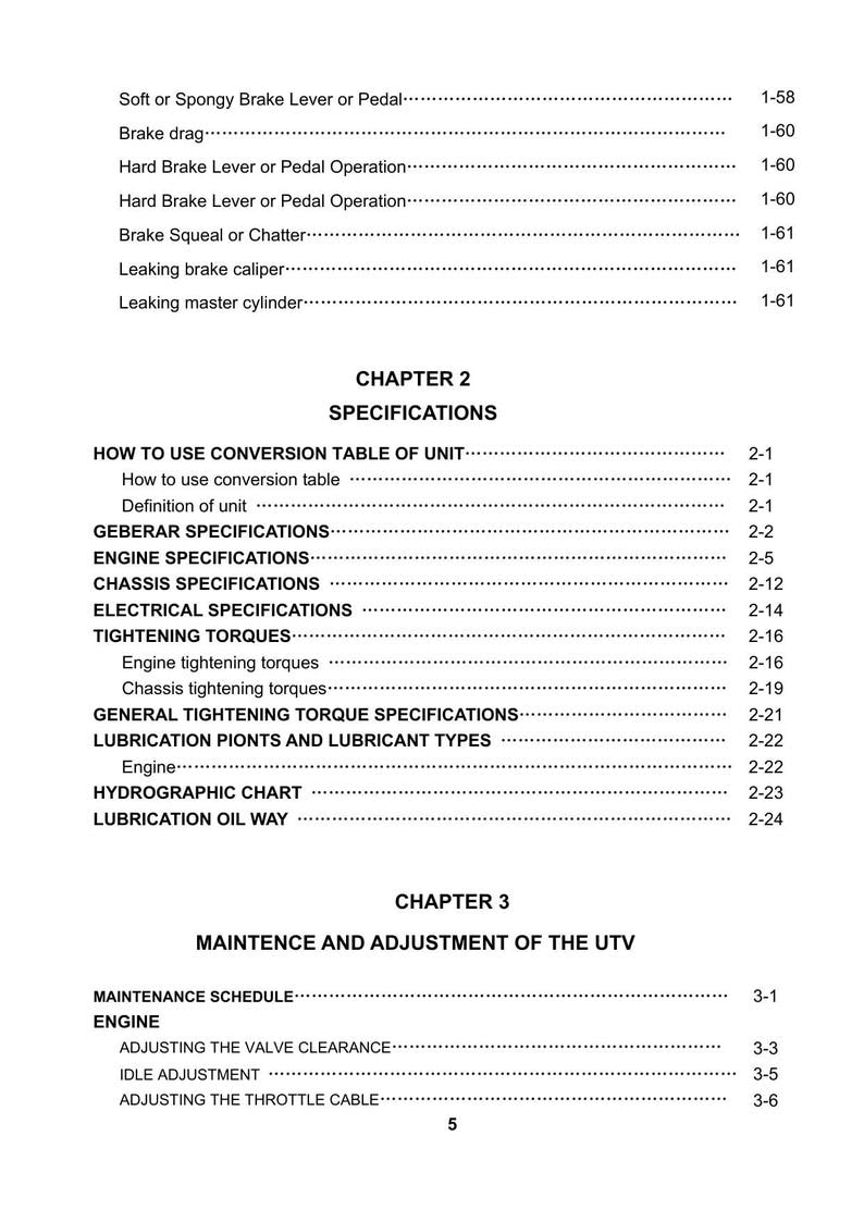 Supermach UTV 700 Service Manual service manual preview page 9