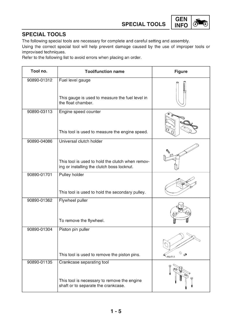 Yamaha XT125 Service Manual service manual preview page 6
