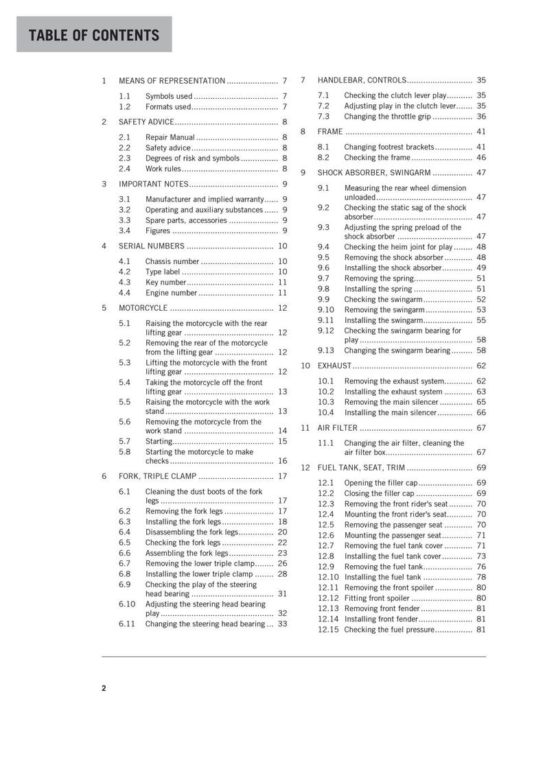 KTM 390 Duke Service Repair Manual 2017-2021 Motorcycle service manual preview page 8