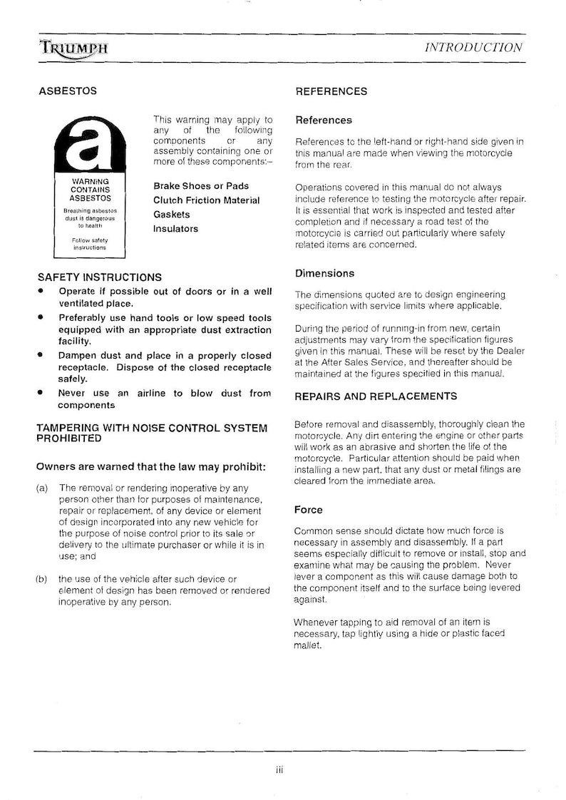 Triumph T300 750 1200 Service Manual 1991-1999 Motorcycle service manual preview page 8
