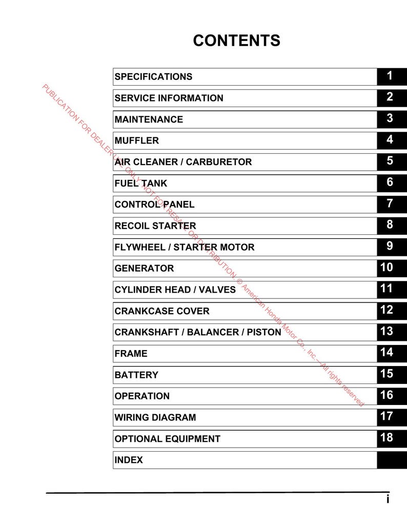 Honda EM4000SX EM5000SXK3 EM6500SXK2 Generator Service Manual 2011-2015 service manual preview page 4