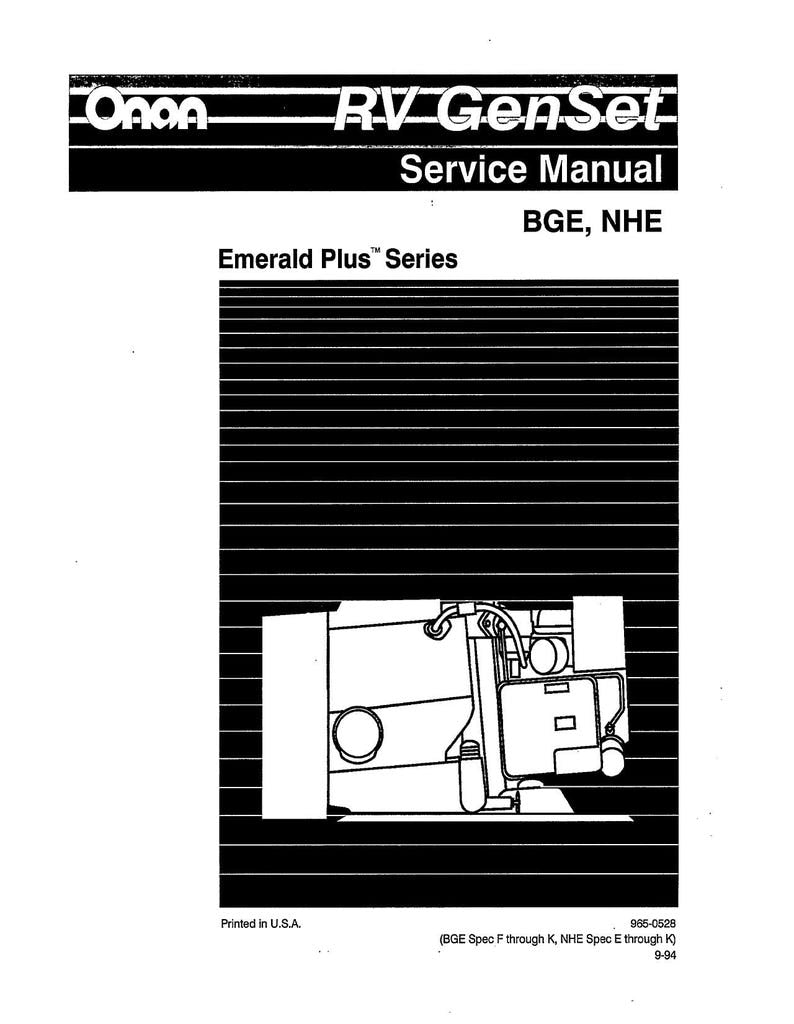 Cummins Onan BGE NHE Emerald Plus RV Generator Service Manual 1994-1998 Generator service manual preview page 2