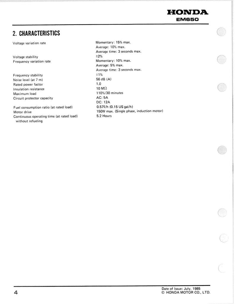 Honda EM650 Generator Service Manual service manual preview page 7