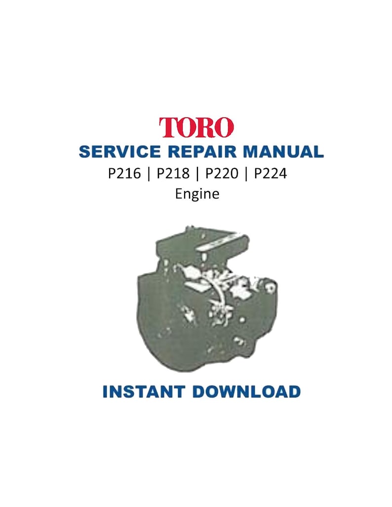 Onan Toro Power Plus P216 P218 P220 P224 Service Manual PDF service repair manual cover