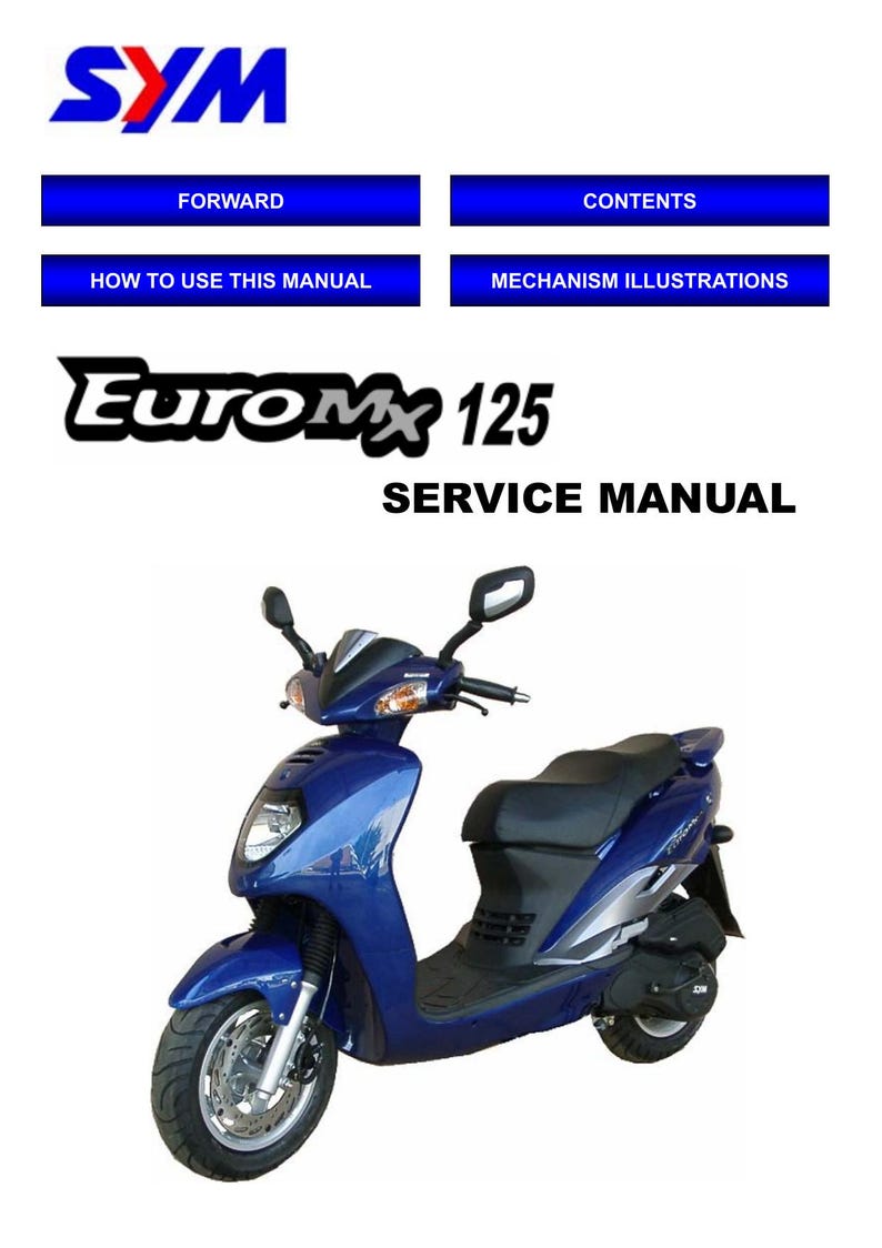 SYM Euro MX 125 Service Manual service manual preview page 2