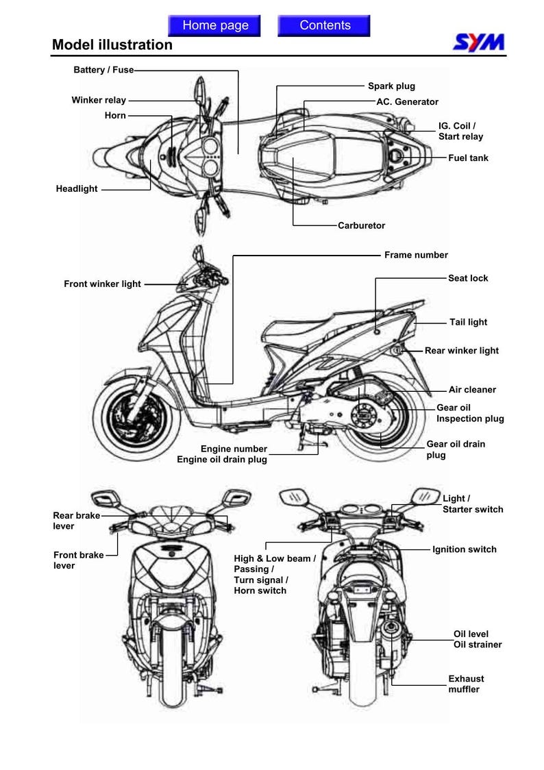 SYM Euro MX 125 Service Manual service manual preview page 4