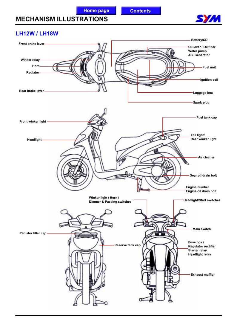 SYM HD125 HD200 Motorcycle Service Manual 2000-2004 Repair service manual preview page 4