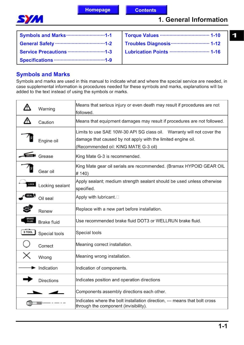 SYM GTS 250 Joymax 250 Service Manual 2005-2009 Scooter service manual preview page 5