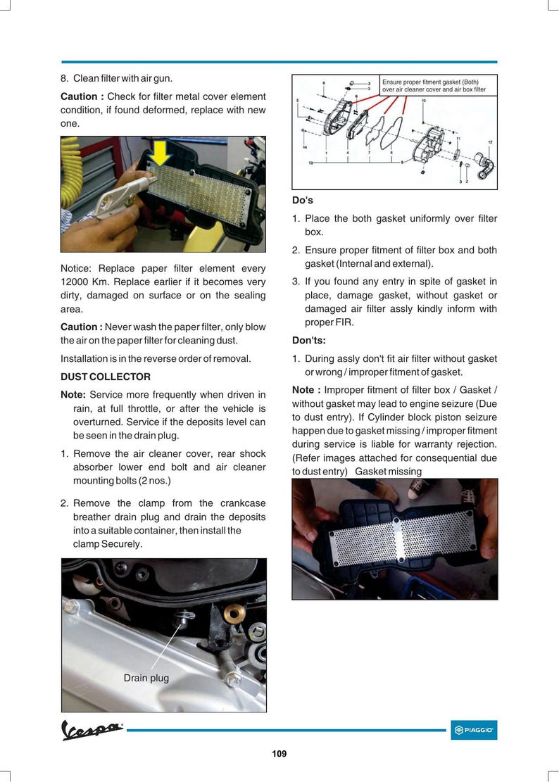 Vespa VXL SXL LX zx 125 149 Service Manual service manual preview page 5