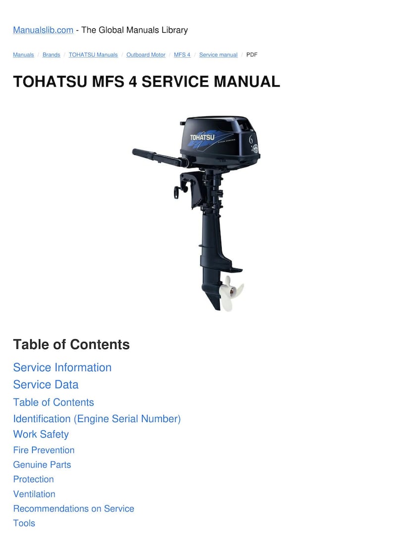Tohatsu MFS 4 5 6 Service Manual 2011-2015 Outboard Motor service manual preview page 6
