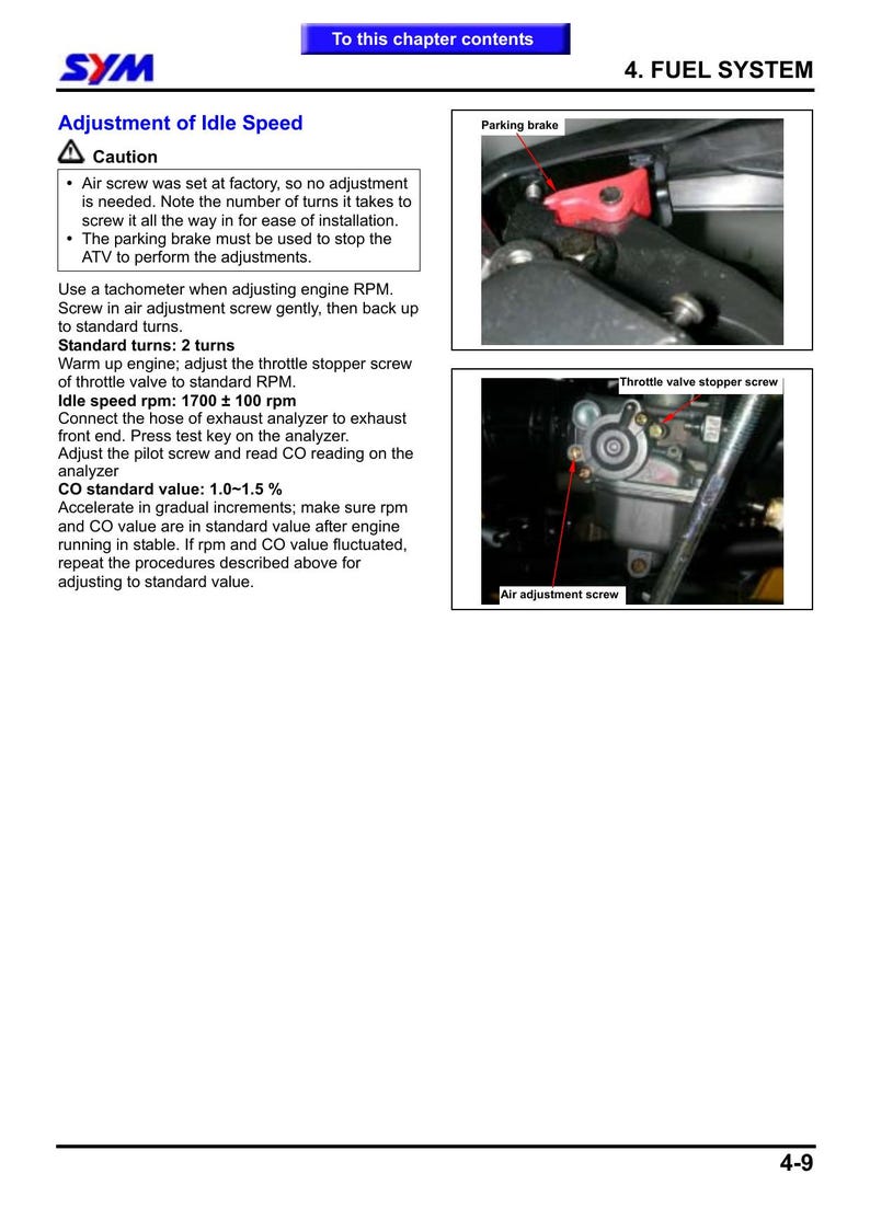 SYM Quad Lander 250 Service Manual 2003-2007 ATV UA25A service manual preview page 9