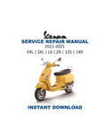Vespa VXL SXL LX zx 125 149 Service Manual PDF service repair manual cover