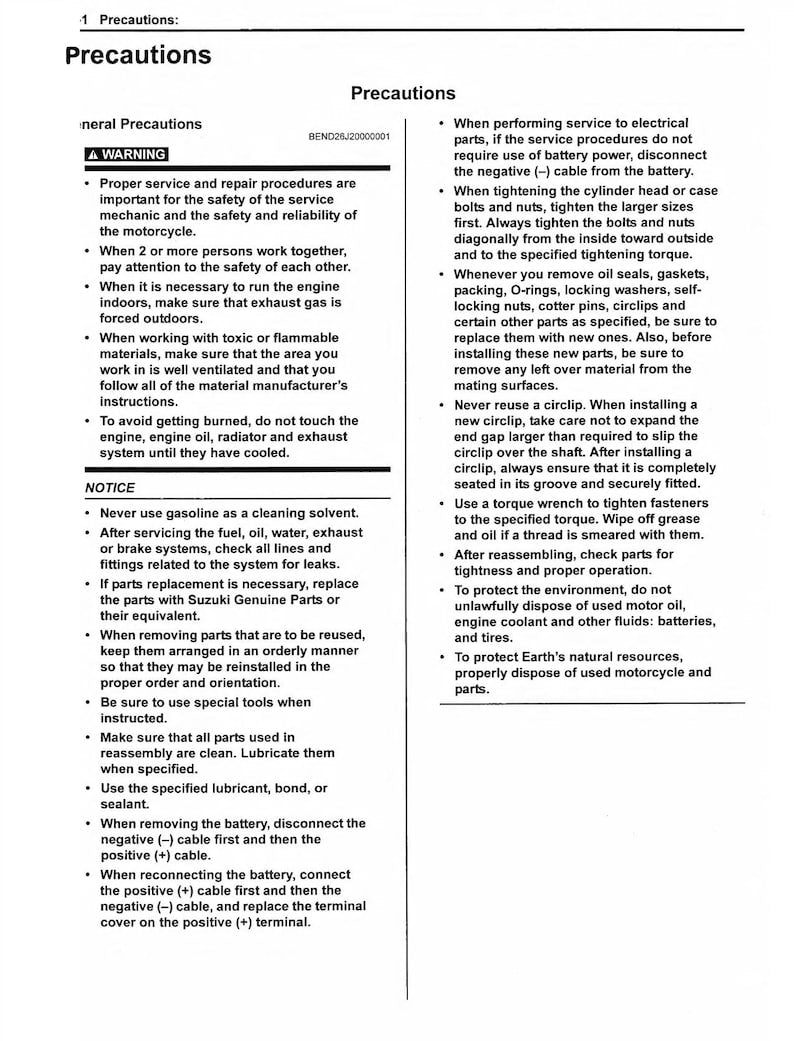 Suzuki Burgman 650 AN650 Service Manual service manual preview page 9
