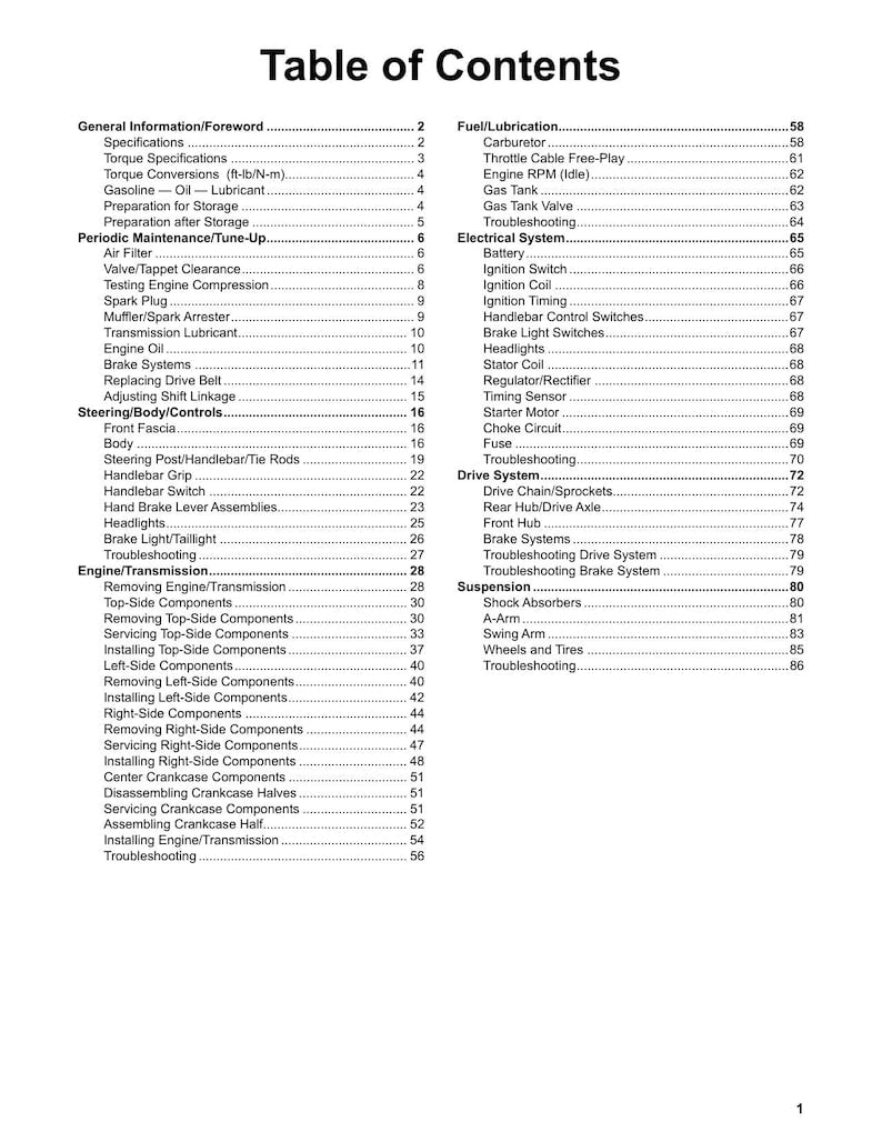 Tracker Off Road 90 ATV Service Manual service manual preview page 3