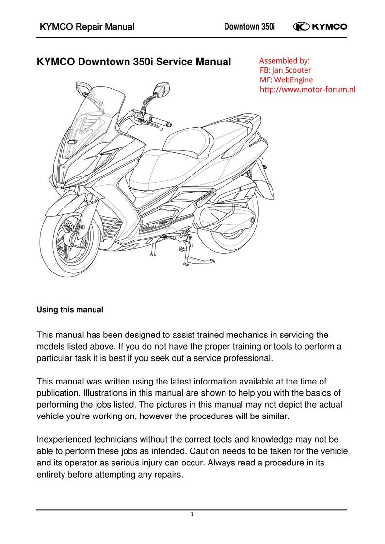 KYMCO Downtown 350i Service Manual 2013-2017 Scooter service manual preview page 2