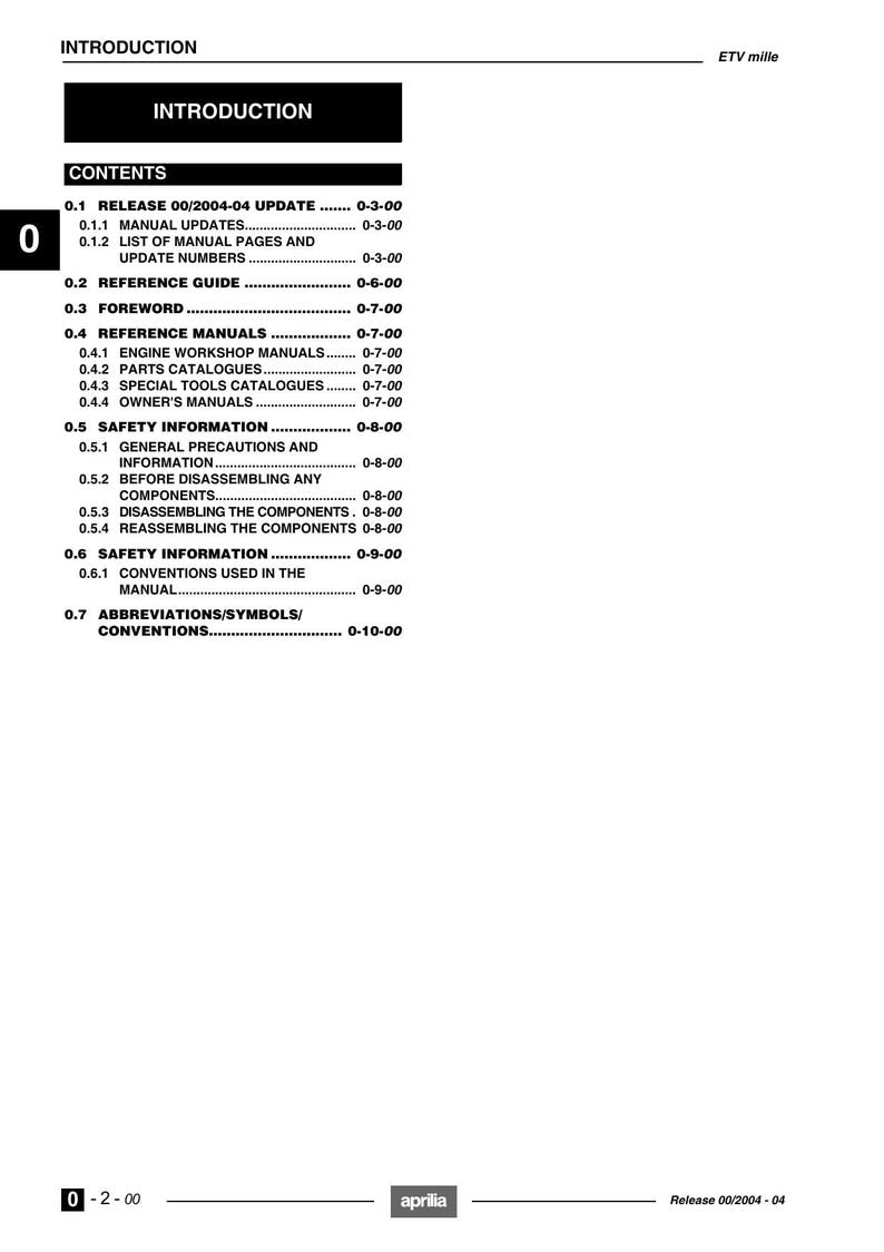 Aprilia Caponord ETV Mille Service Manual service manual preview page 6