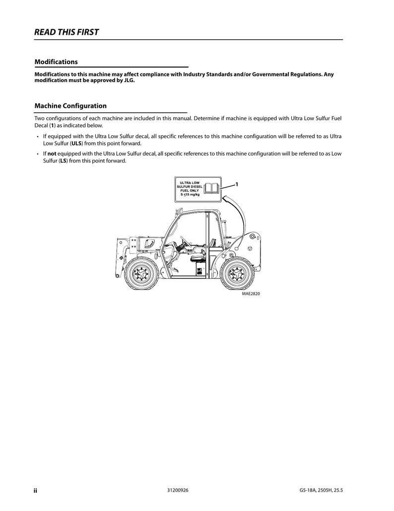JLG G5-18A 2505H Agrovector 25.5 Service Manual service manual preview page 3
