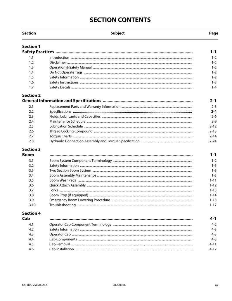 JLG G5-18A 2505H Agrovector 25.5 Service Manual service manual preview page 8