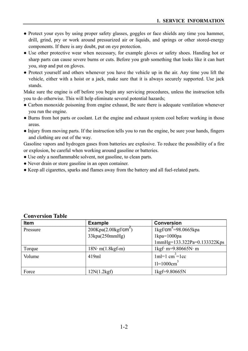 XY Powersports XY500 UTV Service Manual 2010-2014 4x4 utv service manual preview page 9