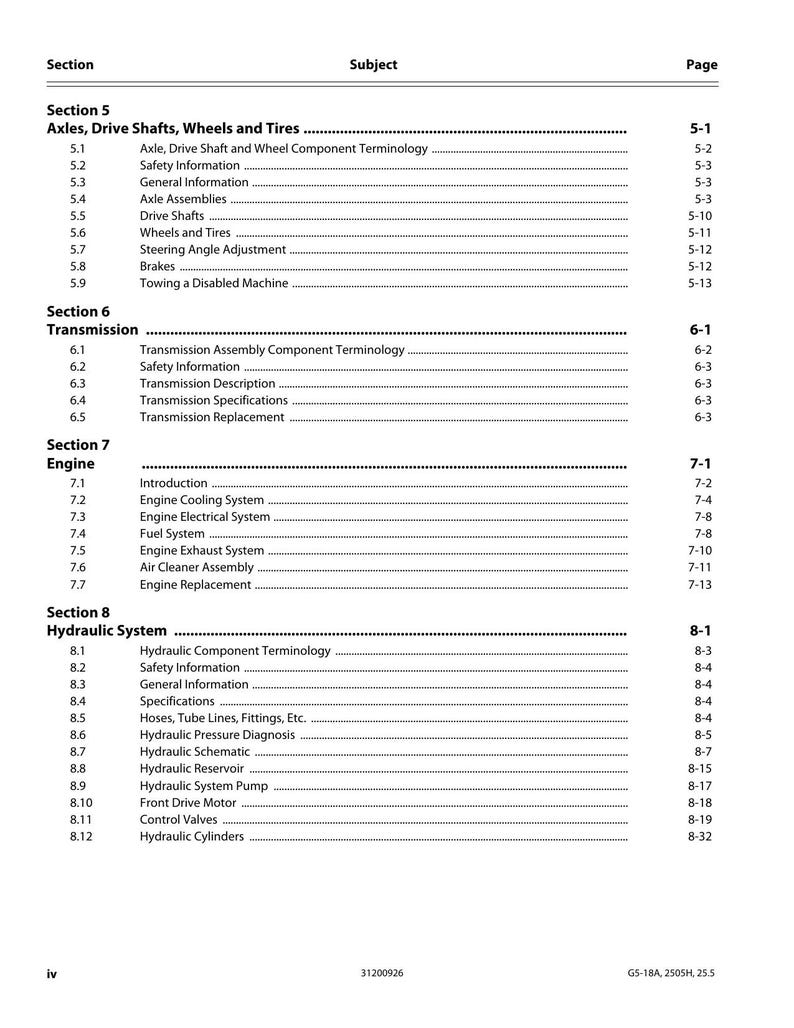 JLG G5-18A 2505H Agrovector 25.5 Service Manual service manual preview page 9