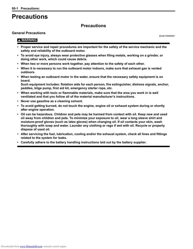 Suzuki DF60A Outboard Service Manual 2010-2014 DF60AT DF60ATH service manual preview page 8