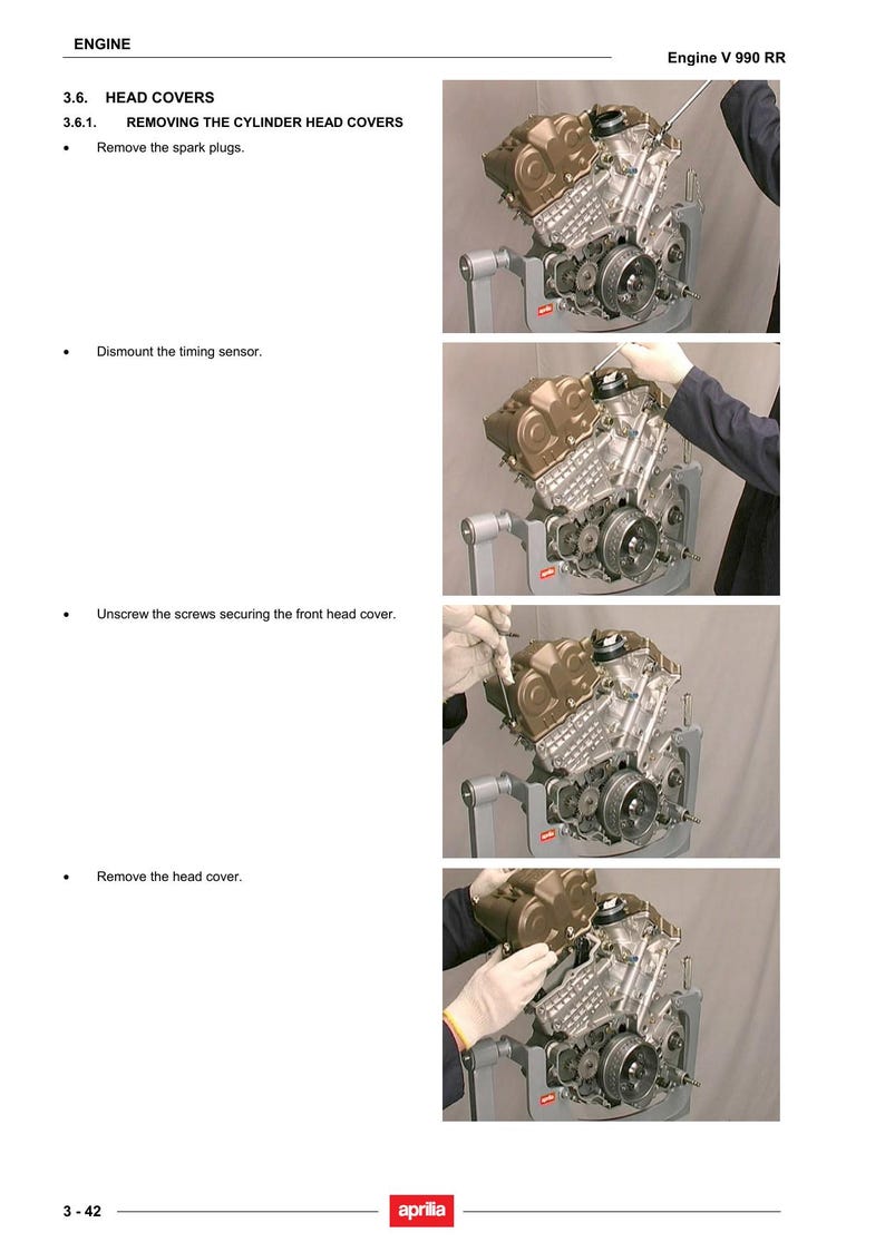Aprilia V990 RR Engine Service Manual 2005-2009 Motorcycle service manual preview page 4