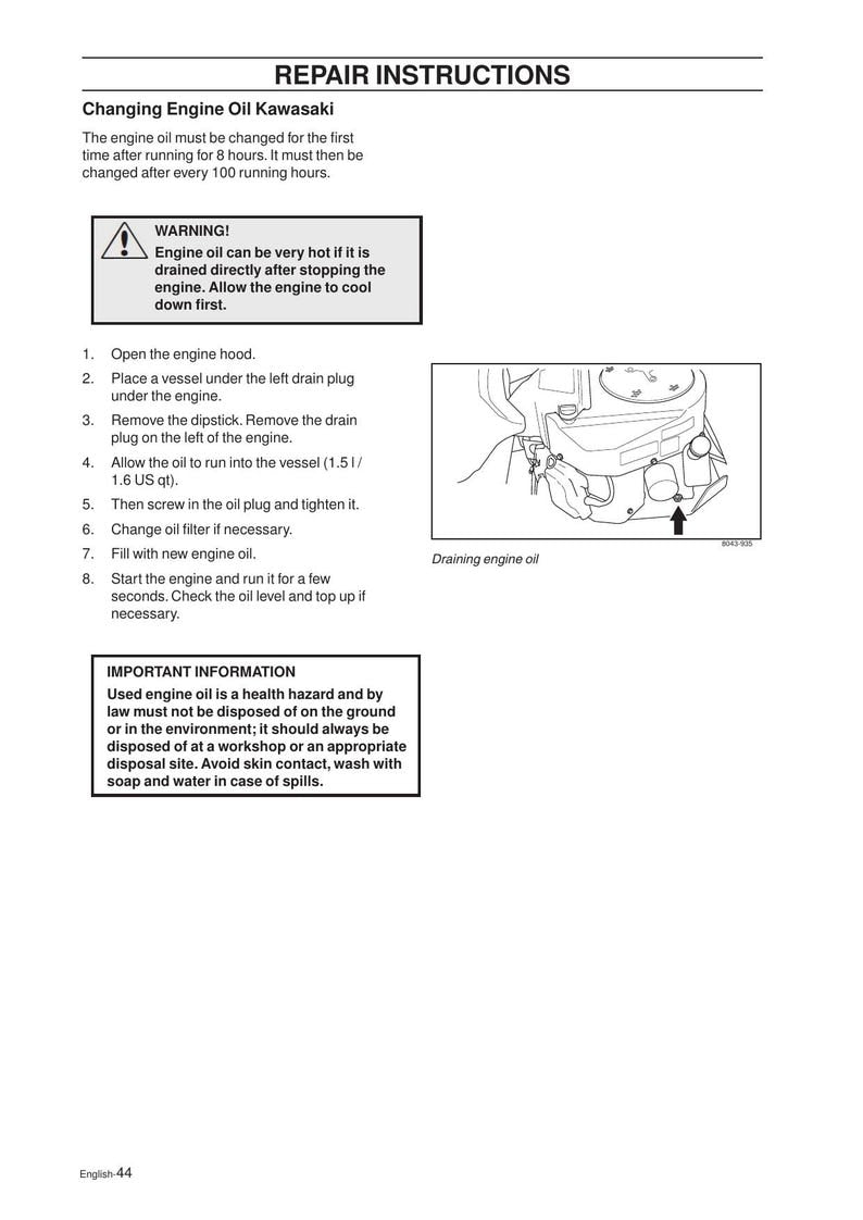 Husqvarna Rider 316T 322T 316TXs AWD Service Manual service manual preview page 10