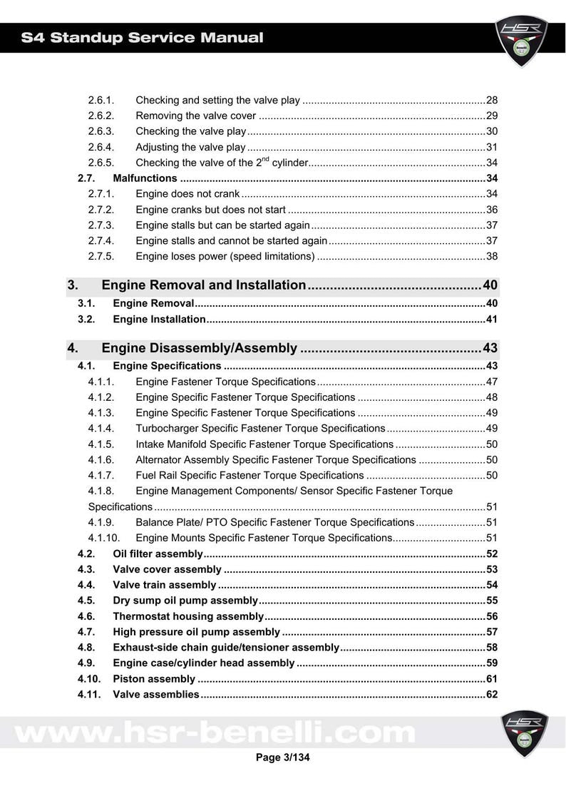 HSR Benelli S4 Standup Service Manual service manual preview page 8