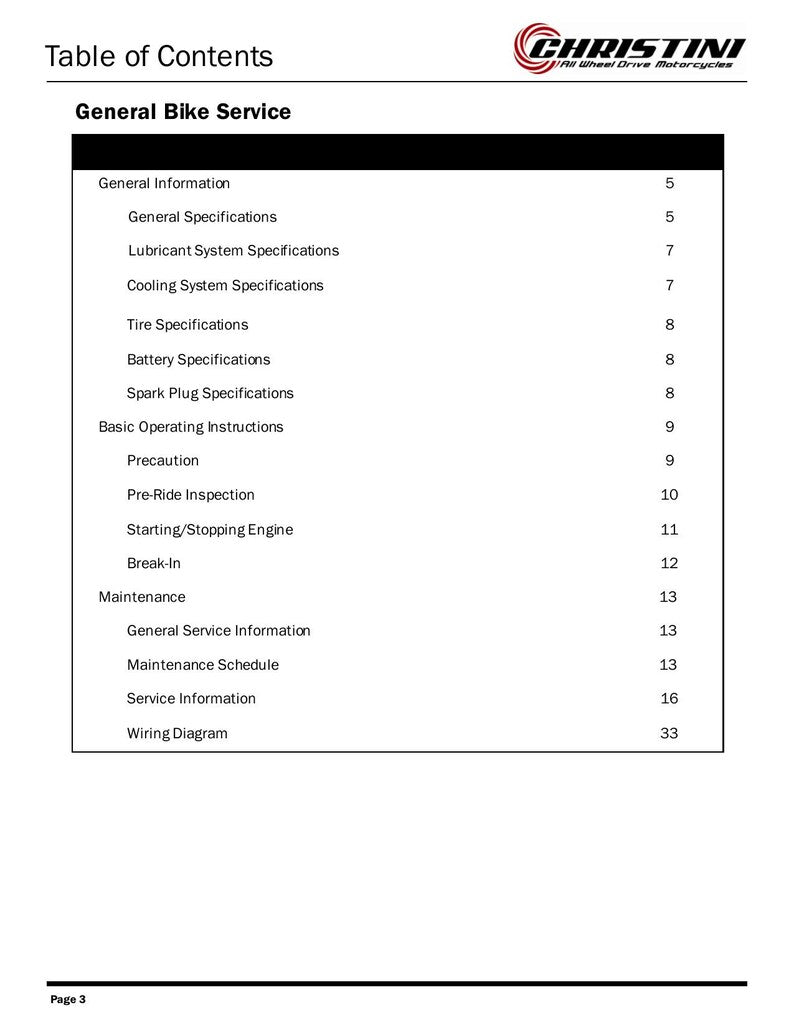 Christini AWD 450 450DS Service Manual 2012-2016 Motorcycle service manual preview page 7