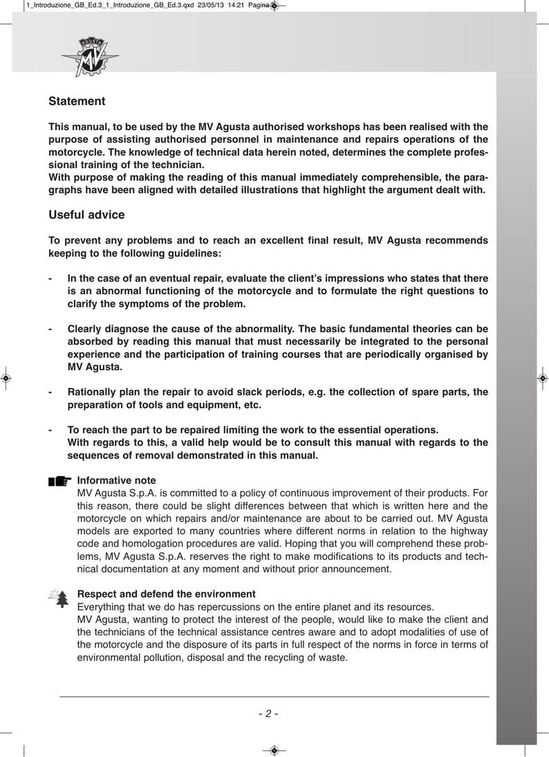 MV Agusta F4 Service Manual service manual preview page 7