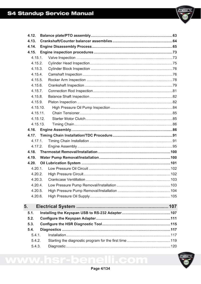 HSR Benelli S4 Standup Service Manual service manual preview page 9