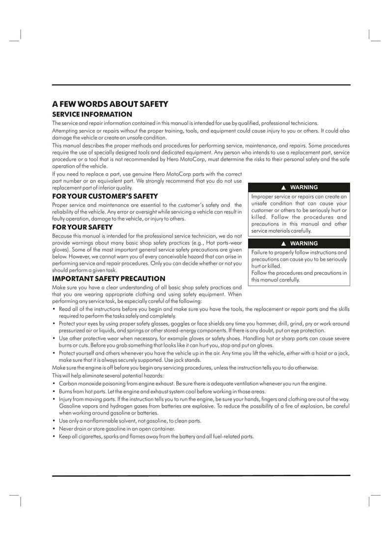 Hero MotoCorp Ignitor 125 Service Manual service manual preview page 9