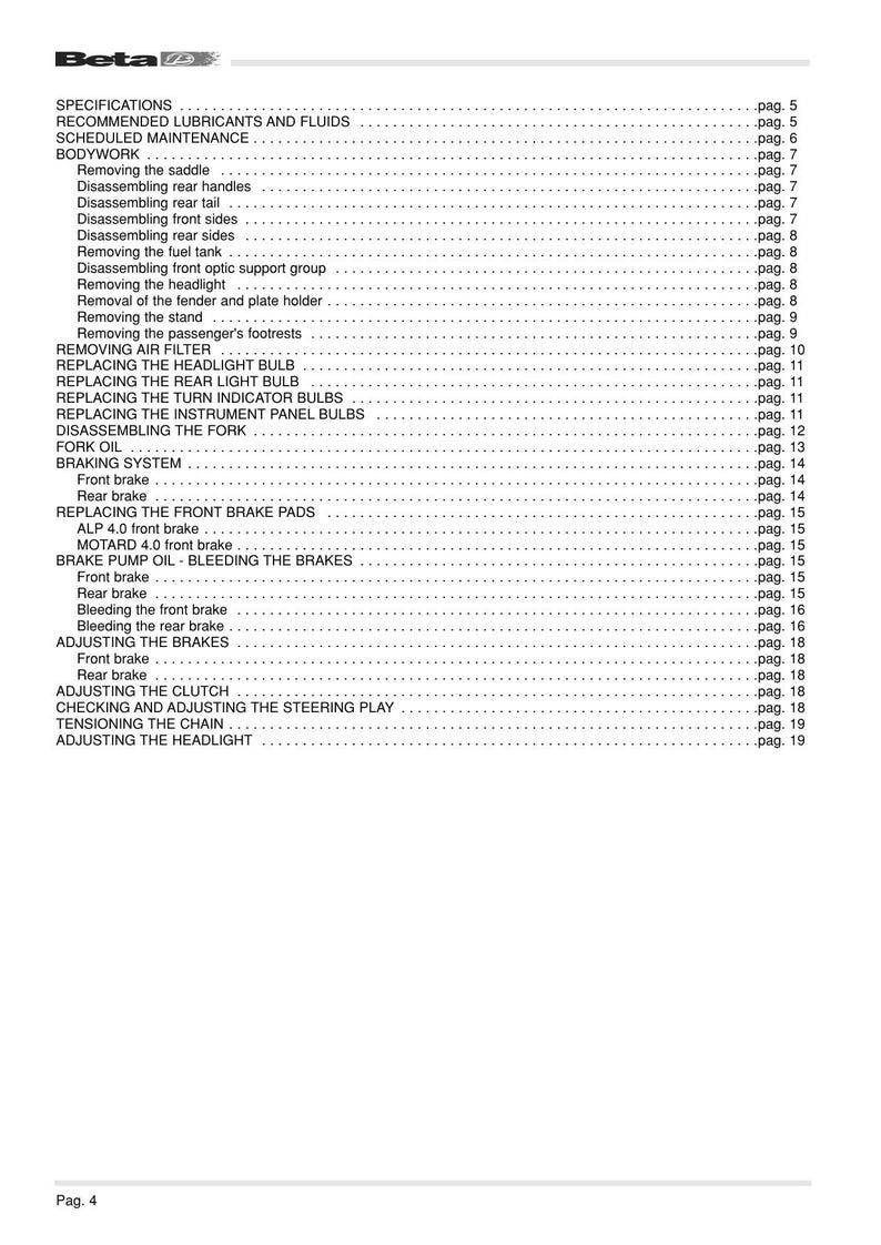 Betamotor Alp 4.0 Motard 4.0 Service Manual service manual preview page 6