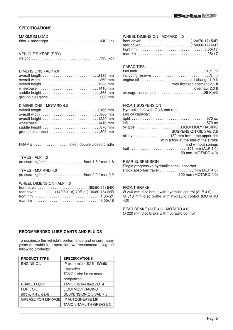 Betamotor Alp 4.0 Motard 4.0 Service Manual service manual preview page 7