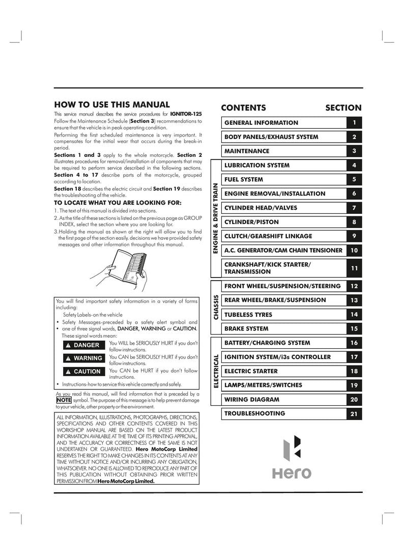 Hero MotoCorp Ignitor 125 Service Manual service manual preview page 5