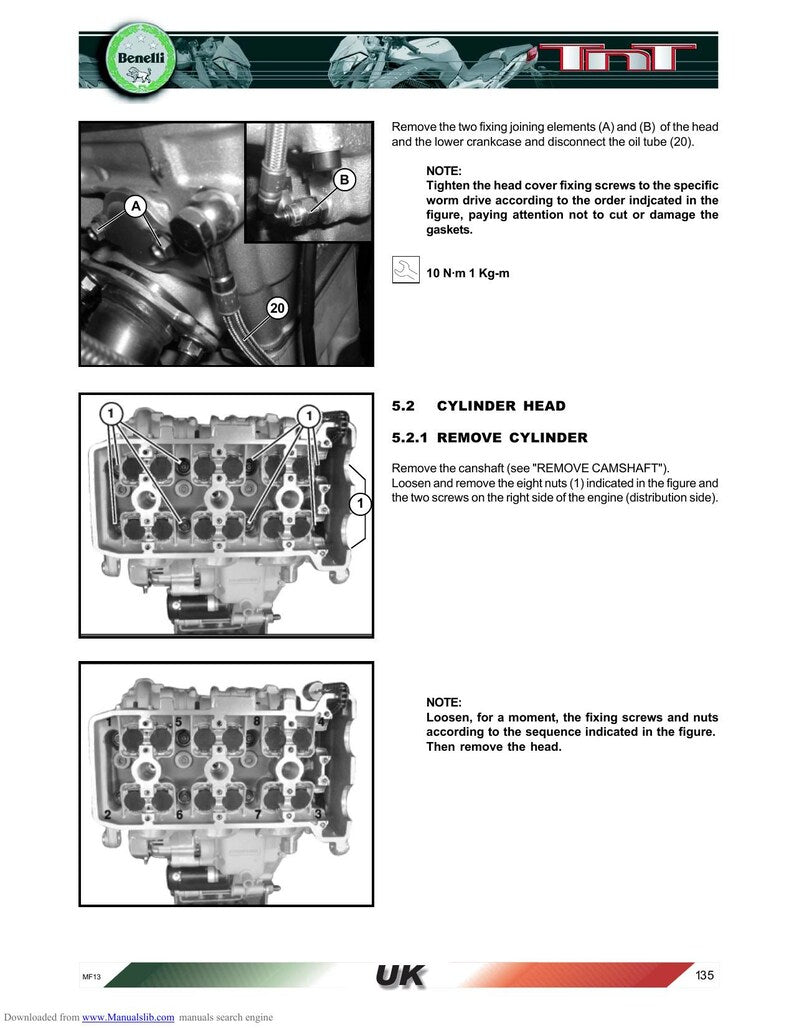 Benelli TNT 1130 Service Manual 2004-2008 Motorcycle Repair service manual preview page 3