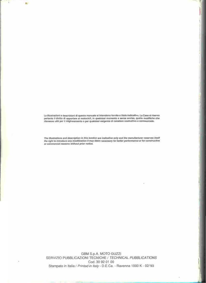 Moto Guzzi Daytona 1000 Service Manual service manual preview page 8
