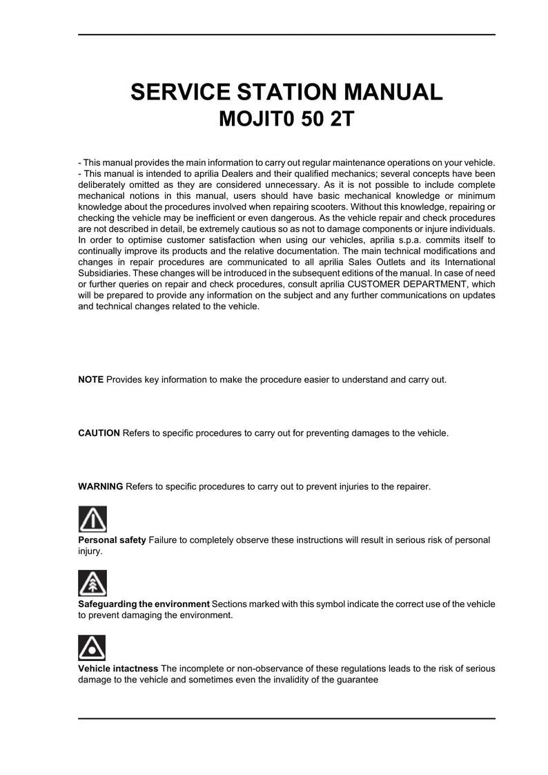 Aprilia Mojito 50 2T Service Manual service manual preview page 9