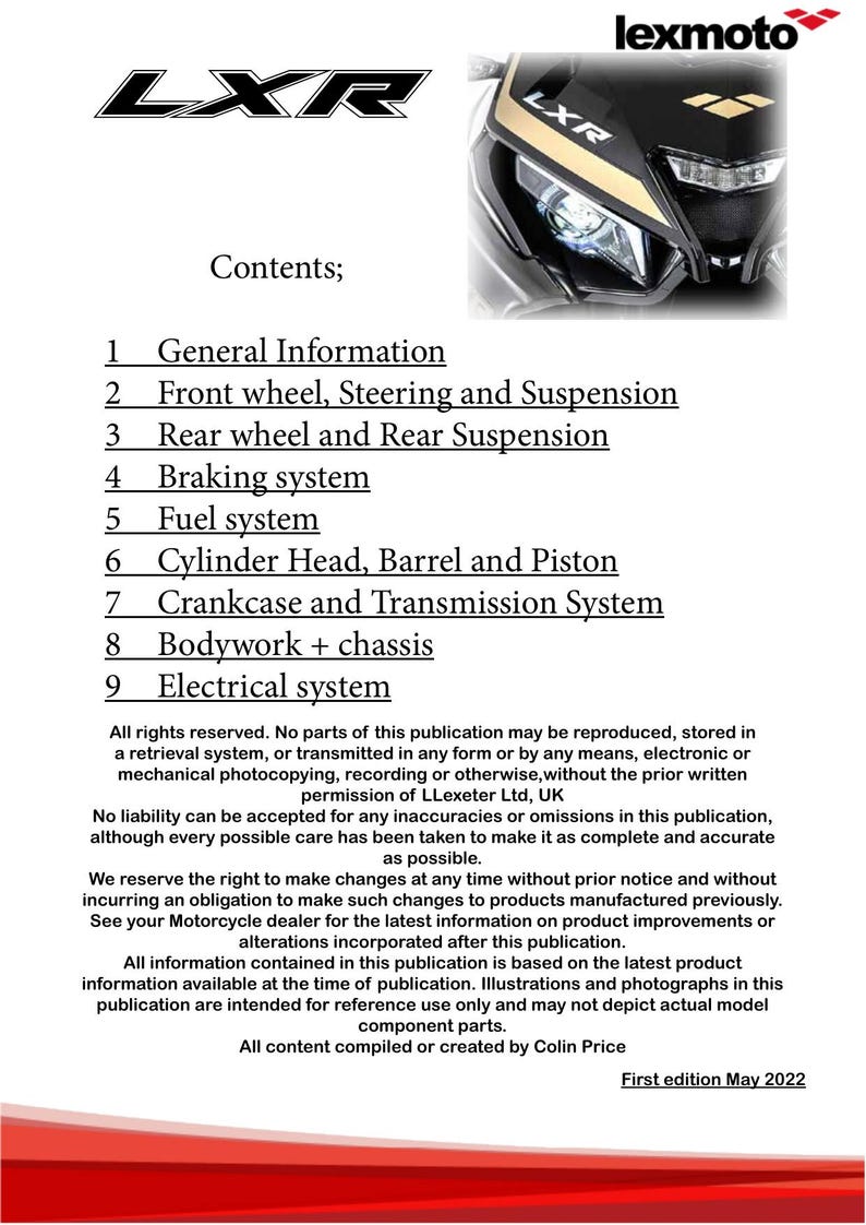 Lexmoto LXR 125 Service Manual service manual preview page 7