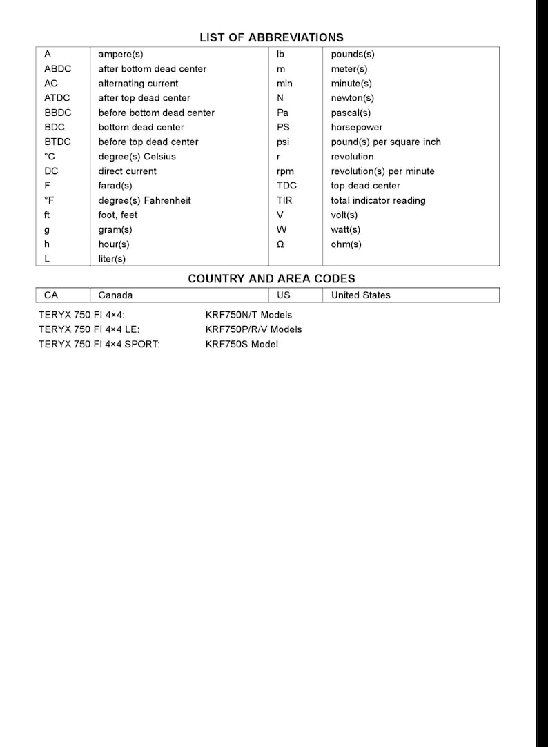Kawasaki Teryx 750 Service Manual service manual preview page 9