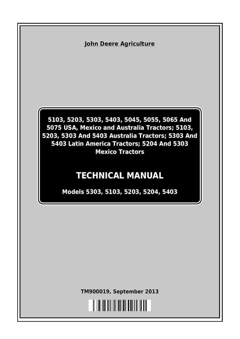 John Deere 5103 5203 5303 5403 5204 Tractor Service Manual service manual preview page 2